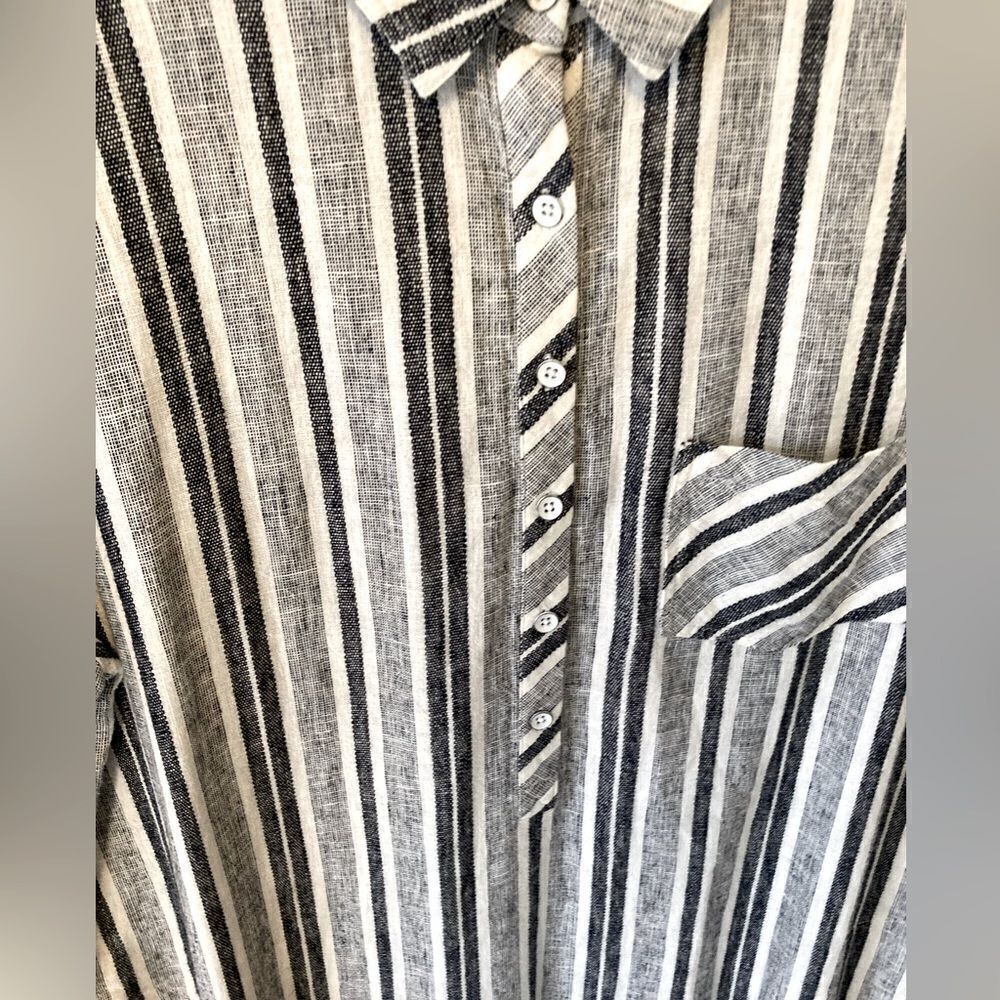 Adrienne Vittadini Linen striped dress Medium - Picture 7 of 11